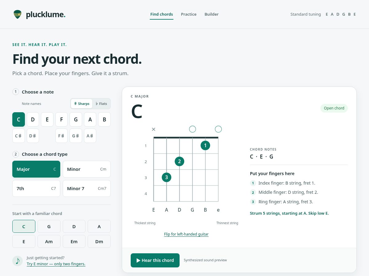 Landing-page snapshot of plucklume.com