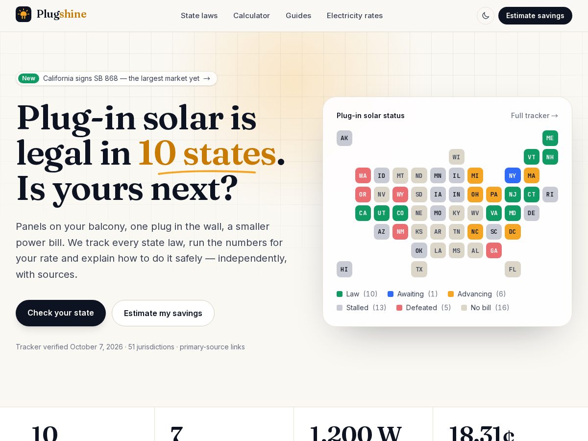 Landing-page snapshot of plugshine.com