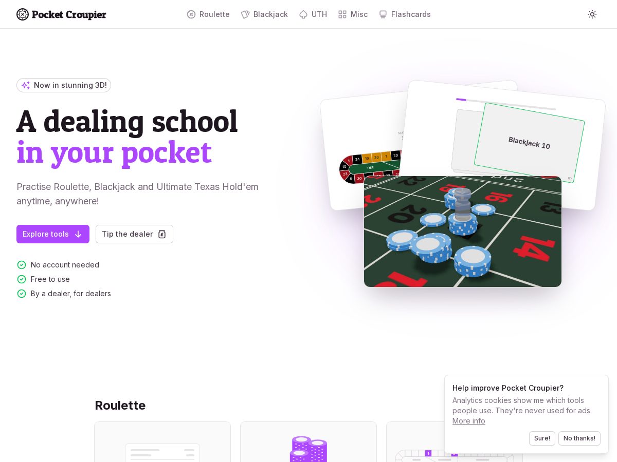 Landing-page snapshot of pocketcroupier.app