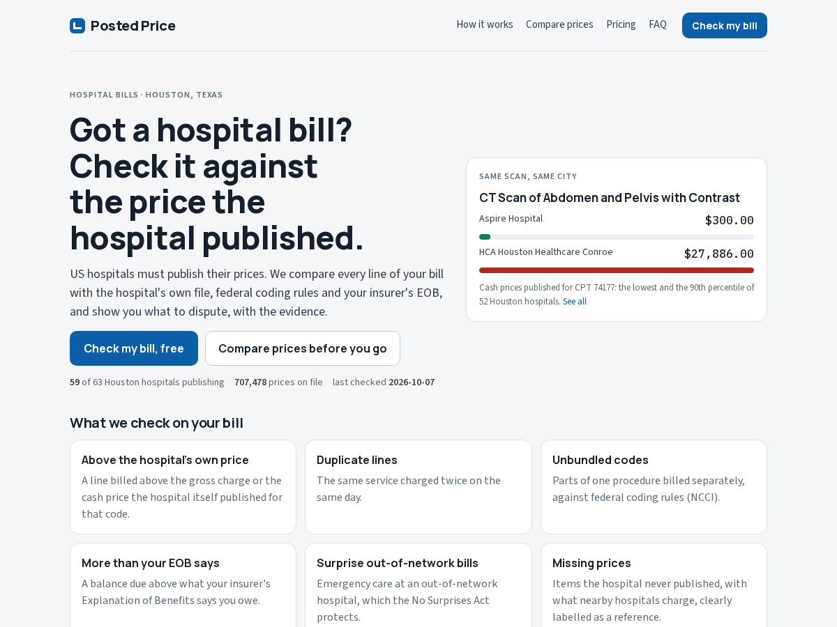 Landing-page snapshot of postedprice.com