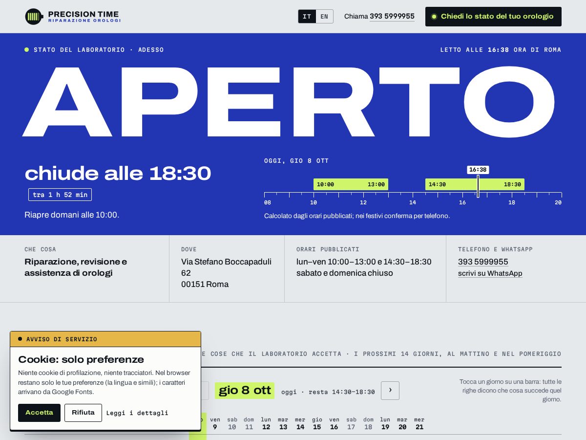 Landing-page snapshot of precisiontime.click
