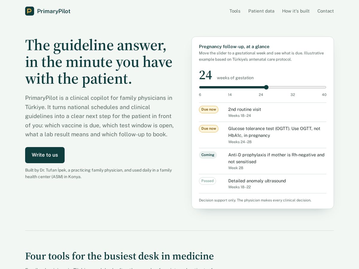 Landing-page snapshot of primarypilot.com