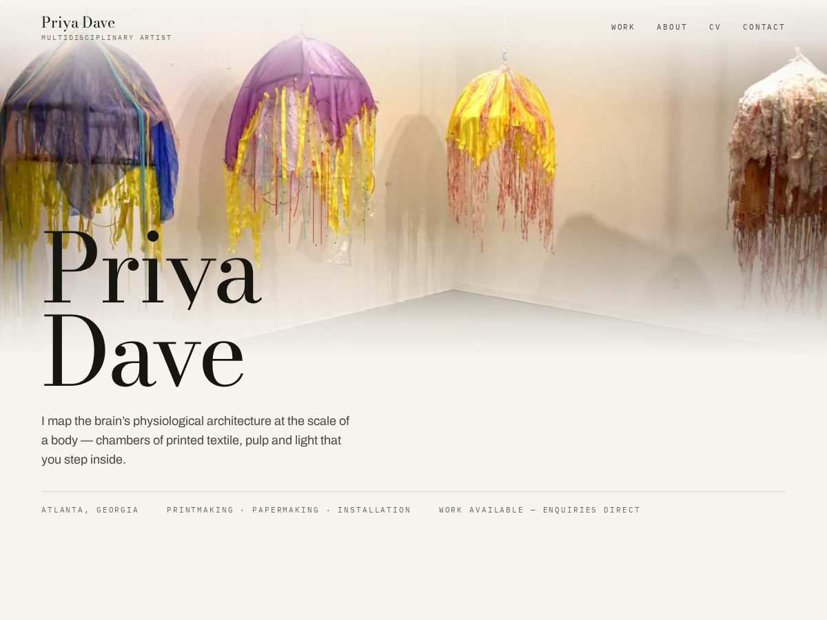 Landing-page snapshot of priyadave.art