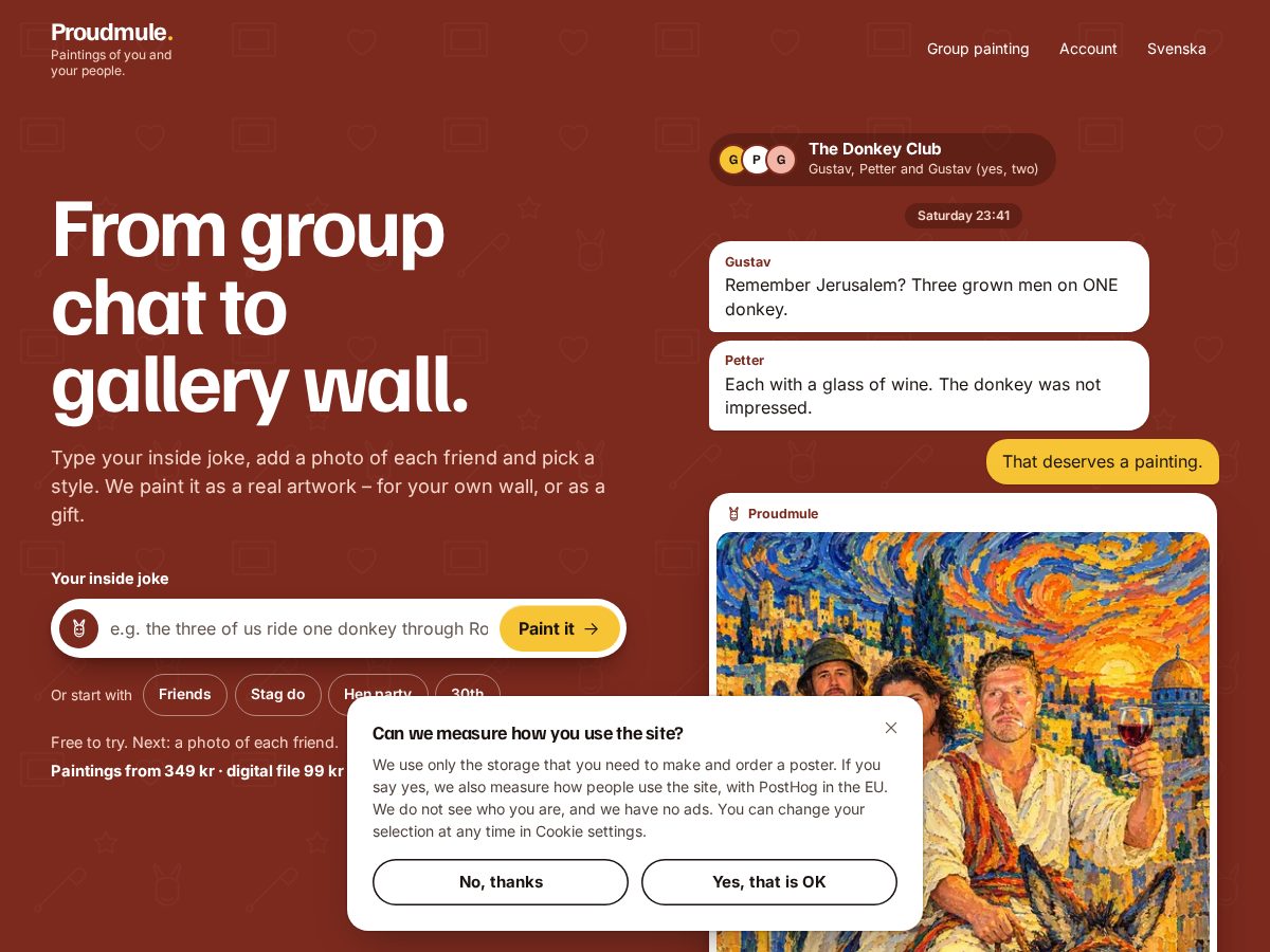 Landing-page snapshot of proudmule.com