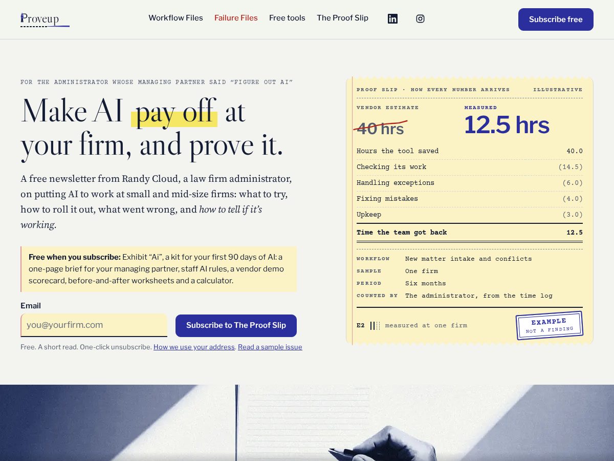 Landing-page snapshot of proveupai.com