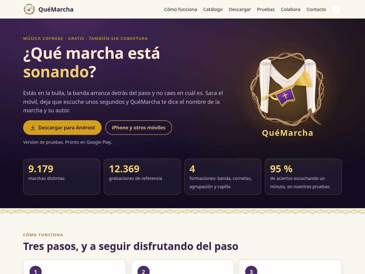 Landing-page snapshot of quemarcha.com