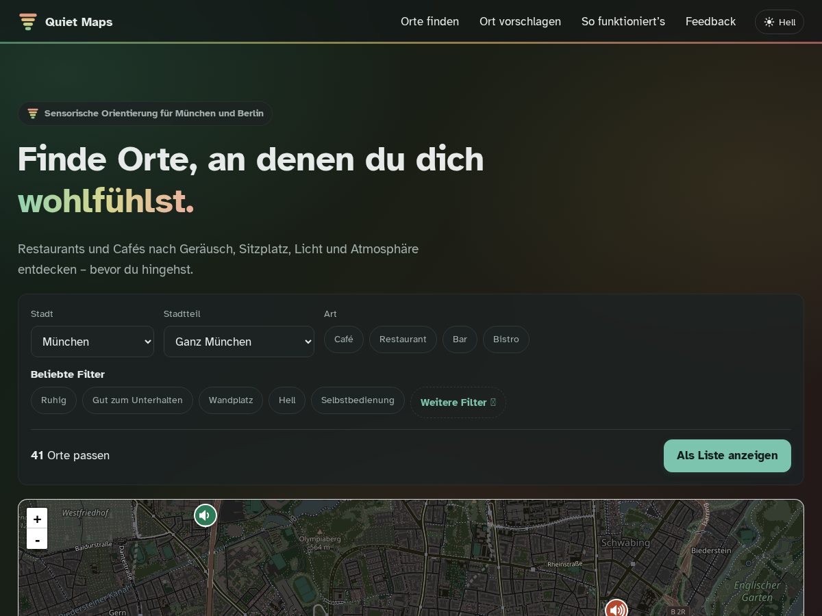 Landing-page snapshot of quiet-maps.com