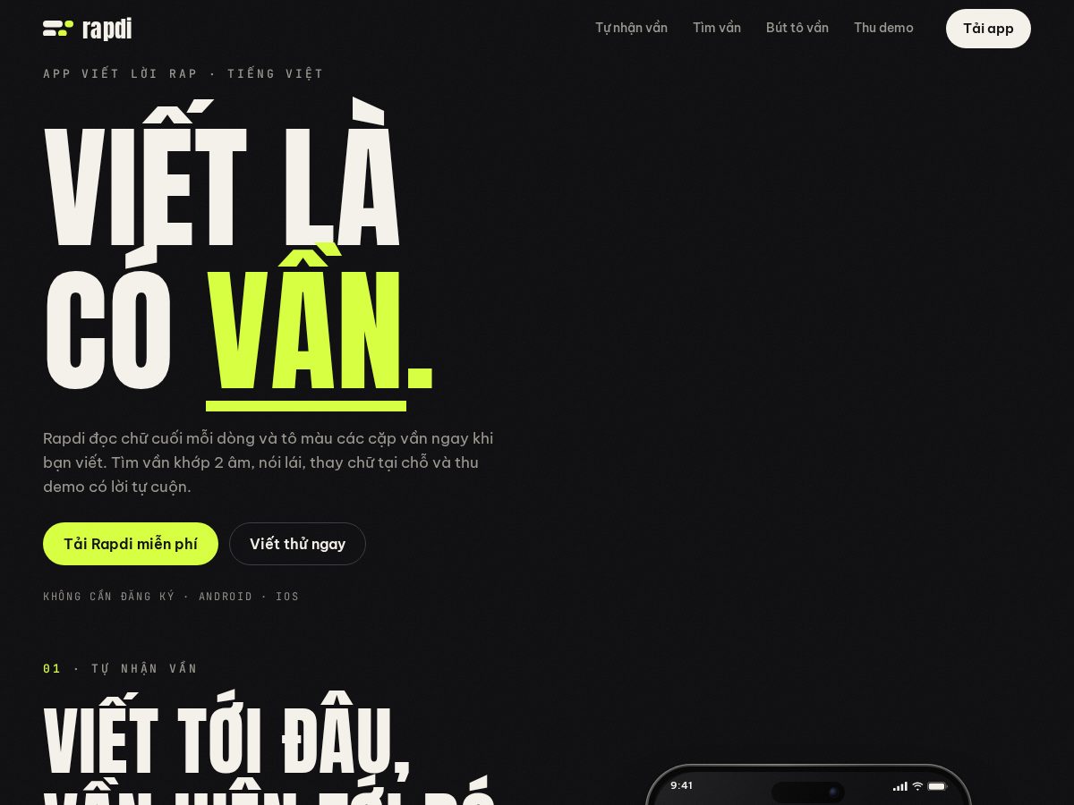 Landing-page snapshot of rapdi.app