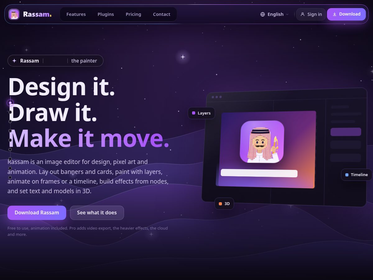Landing-page snapshot of rassam.app