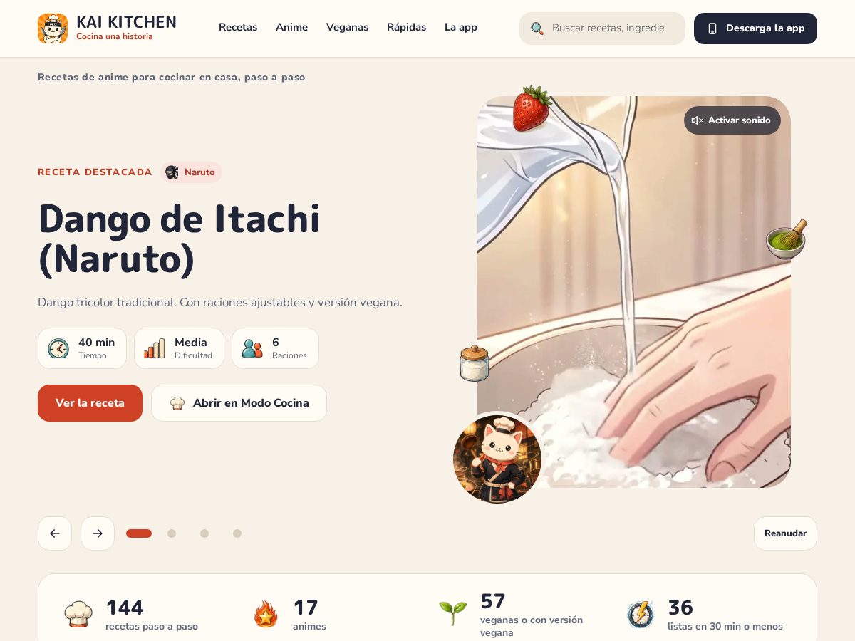Landing-page snapshot of recetasdeanime.com