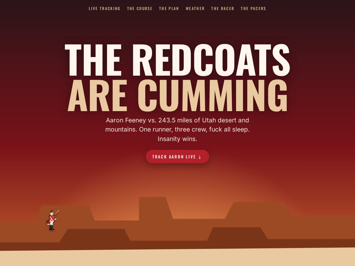 Landing-page snapshot of redcoatsarecumming.com