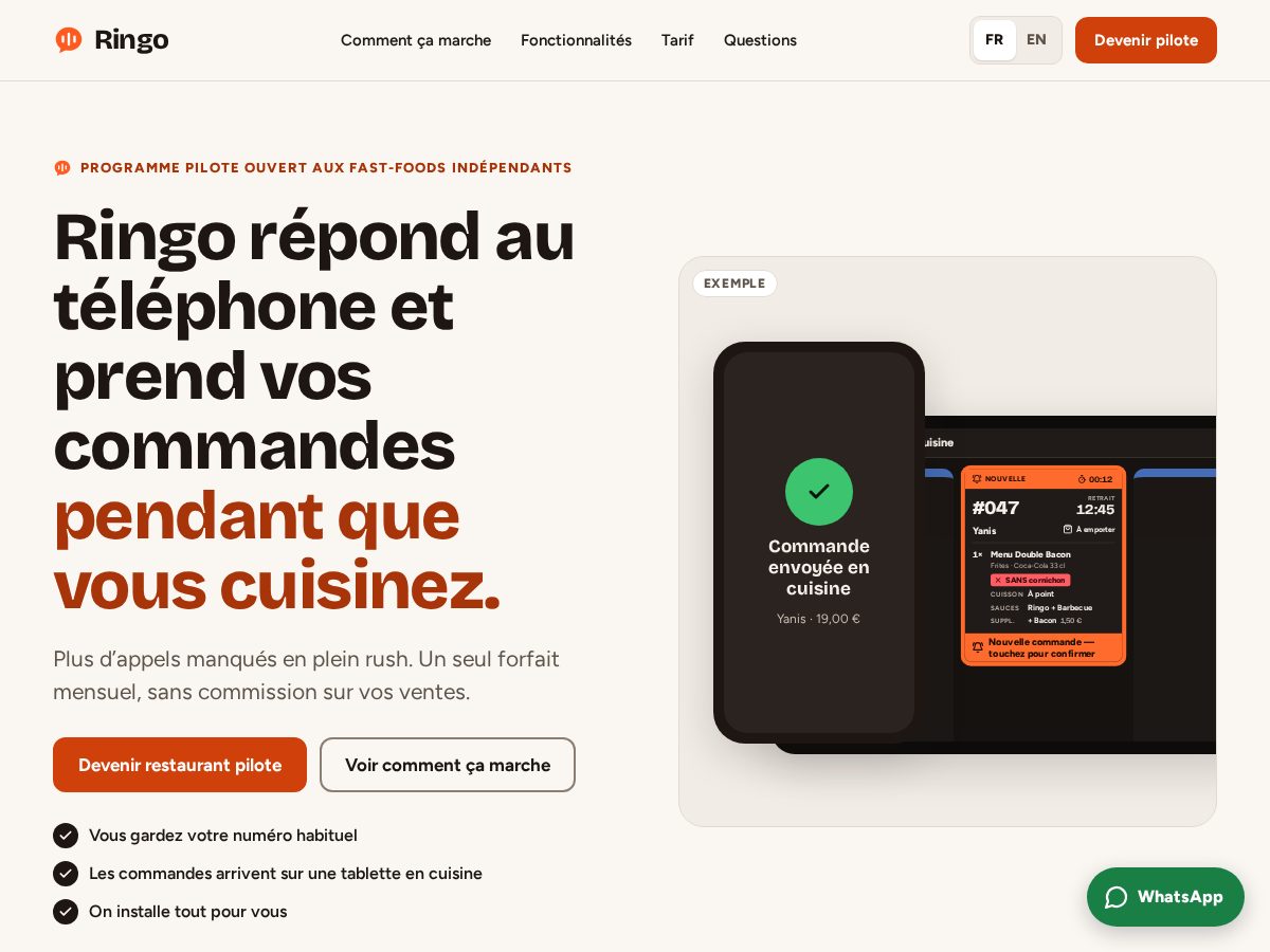 Landing-page snapshot of ringo-call.com