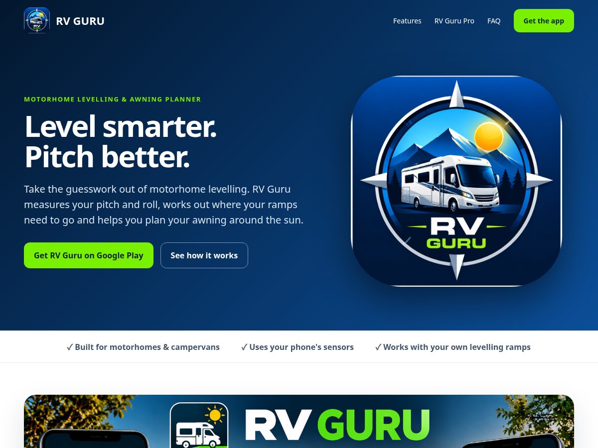 Landing-page snapshot of rvguru.app