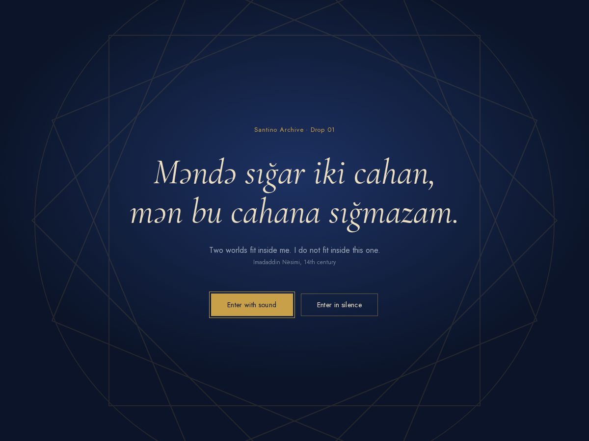 Landing-page snapshot of santinoarchive.com