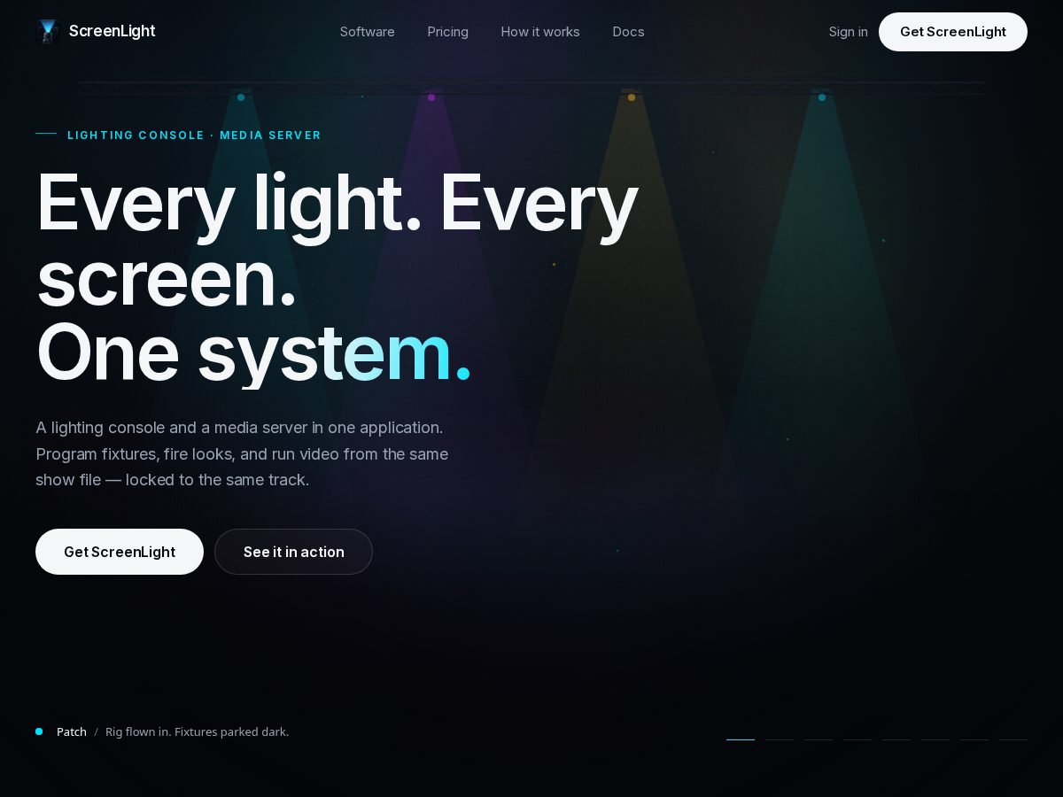 Landing-page snapshot of screenlightpro.com