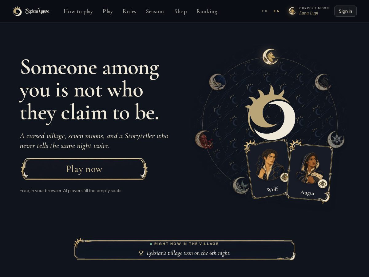 Landing-page snapshot of septemlunae.com