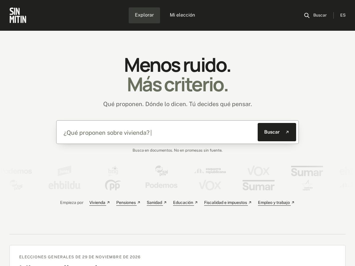 Landing-page snapshot of sinmitin.com