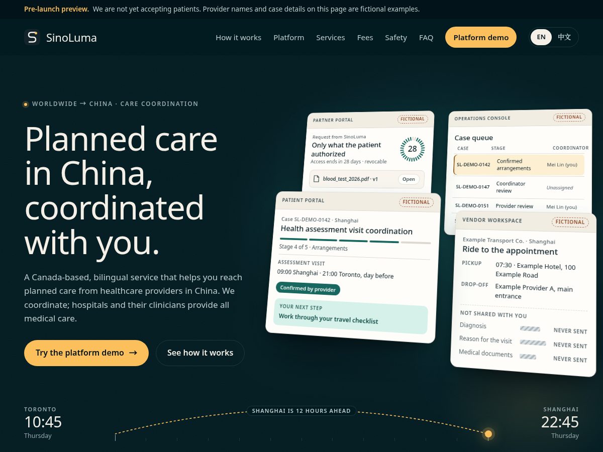 Landing-page snapshot of sinoluma.com