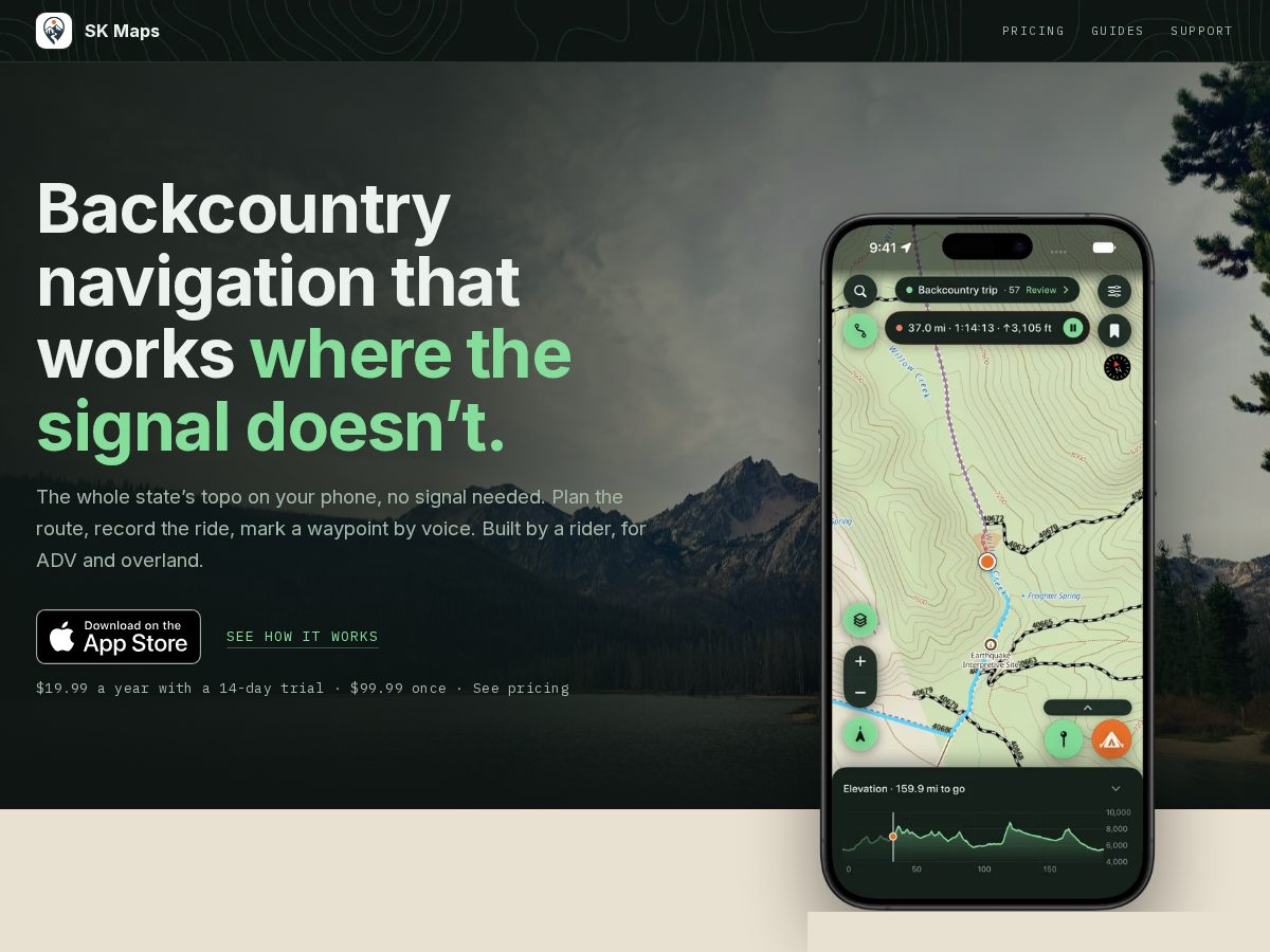 Landing-page snapshot of skmaps.com