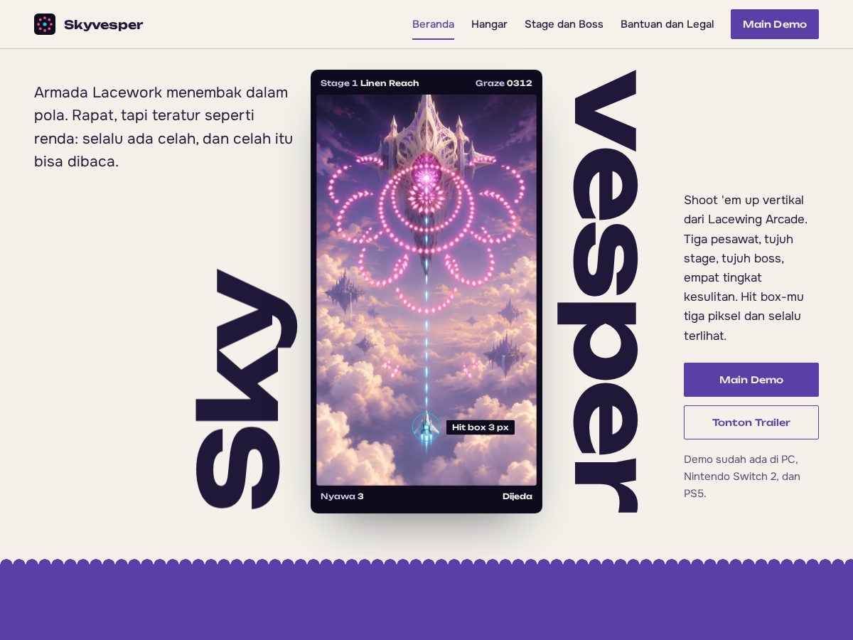 Landing-page snapshot of skyvesper.com