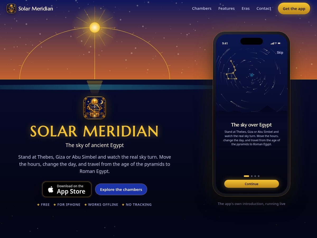 Landing-page snapshot of solarmeridian.click
