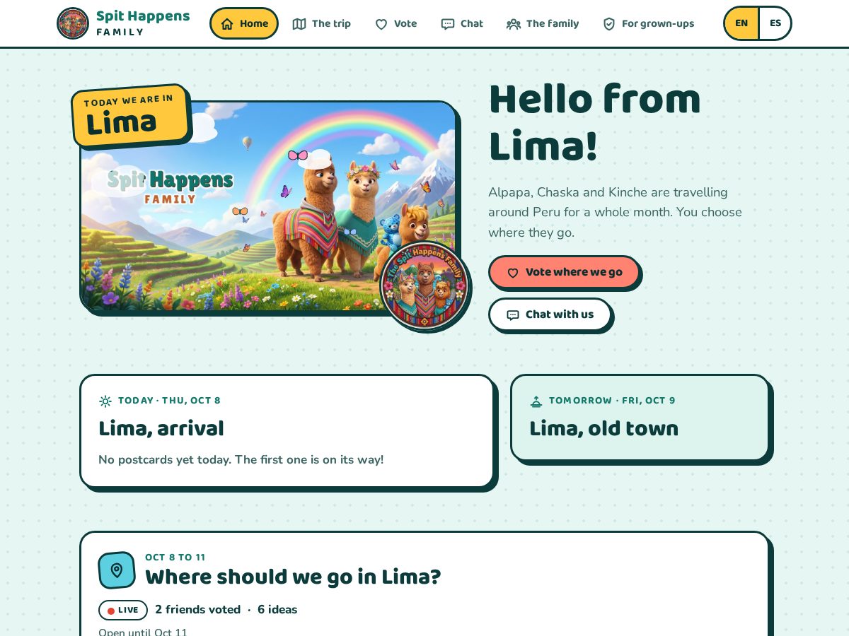 Landing-page snapshot of spithappensfamily.com