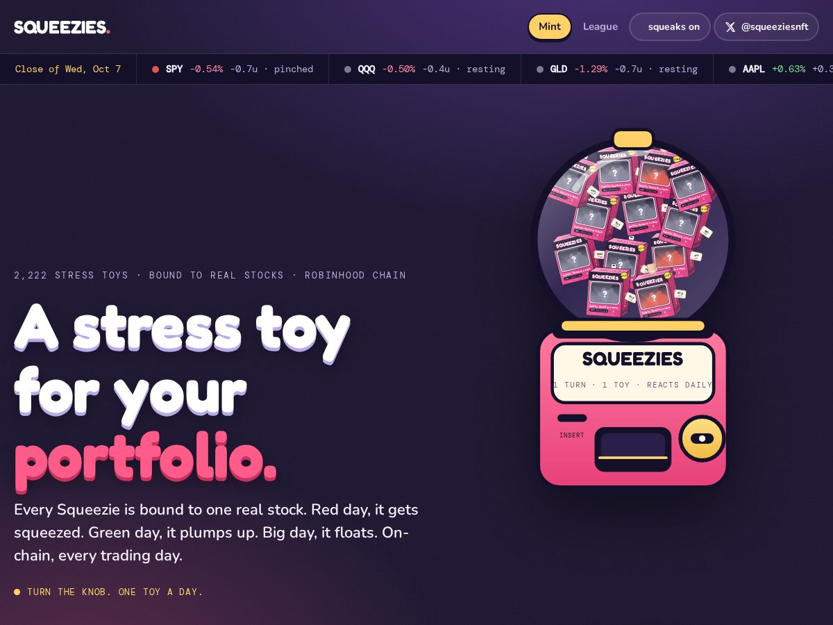 Landing-page snapshot of squeezies.xyz