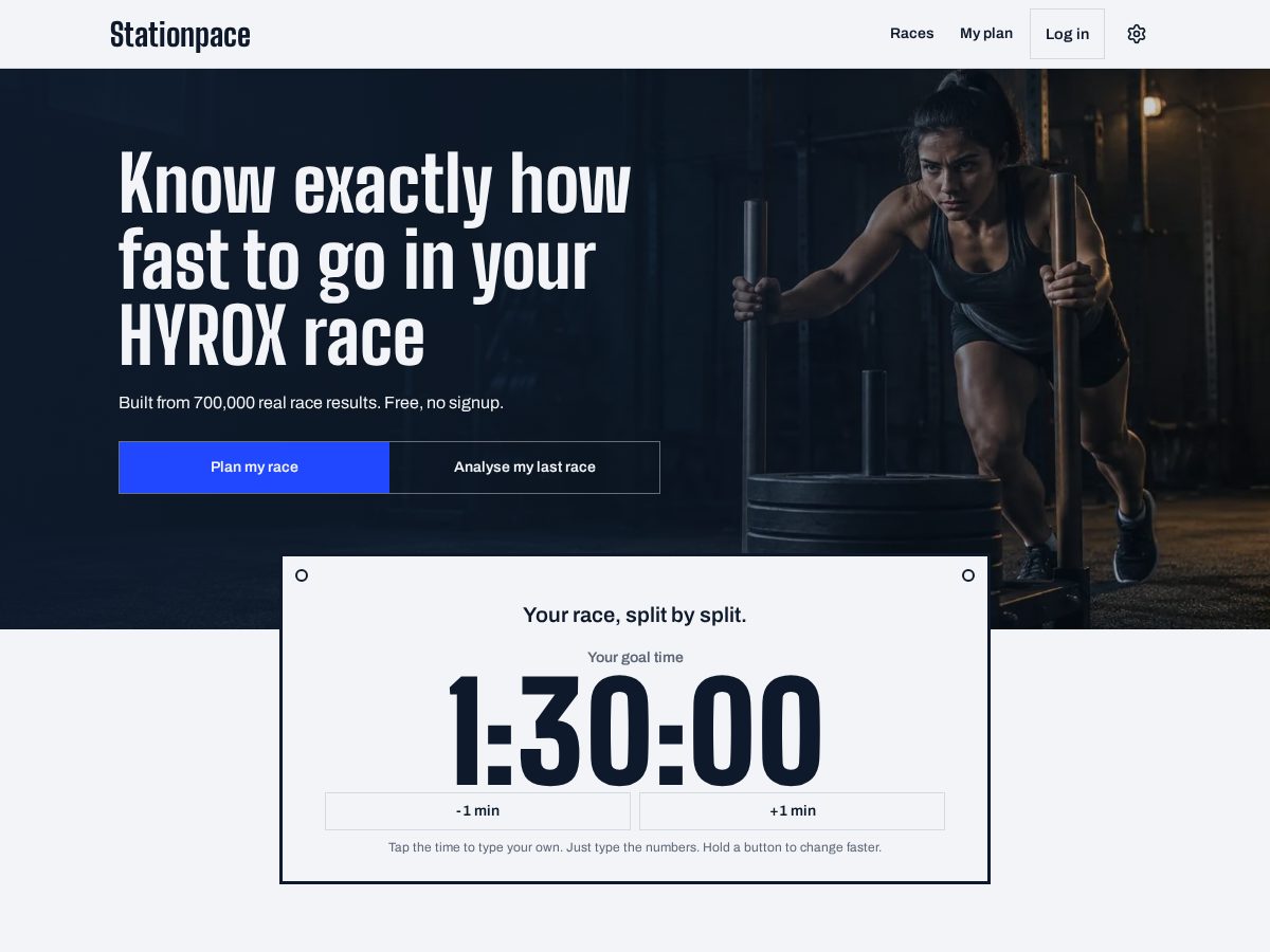 Landing-page snapshot of stationpace.app