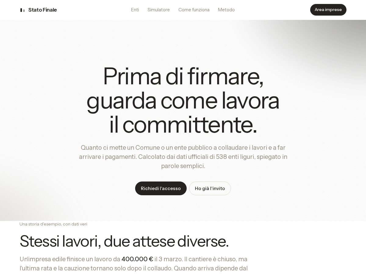 Landing-page snapshot of statofinale.com
