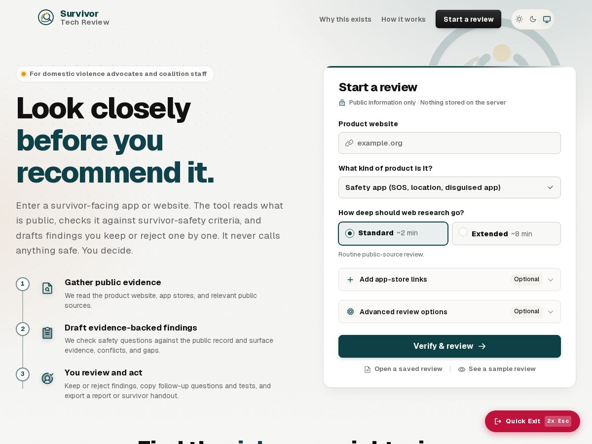 Landing-page snapshot of survivortechreview.com