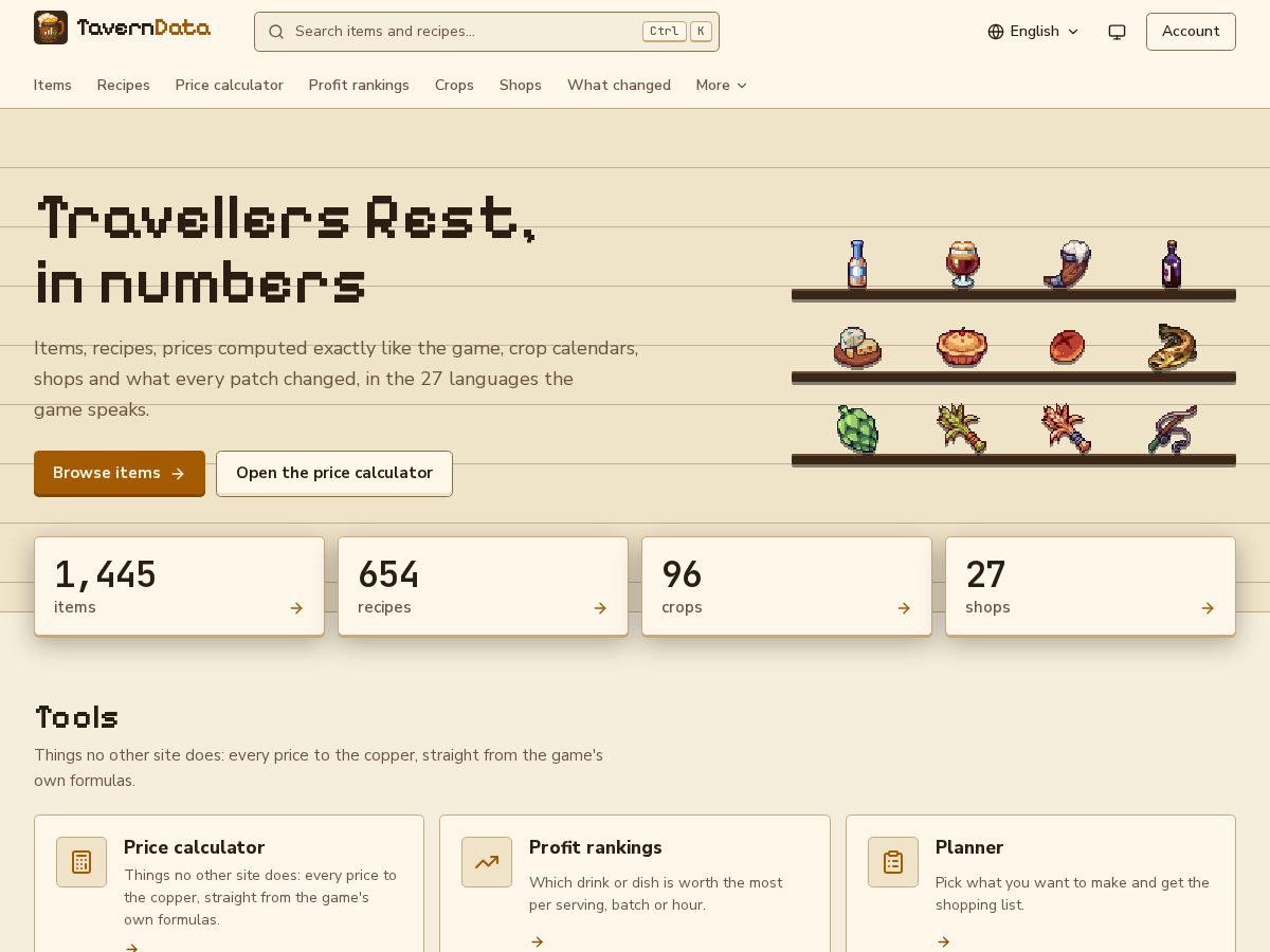Landing-page snapshot of taverndata.com