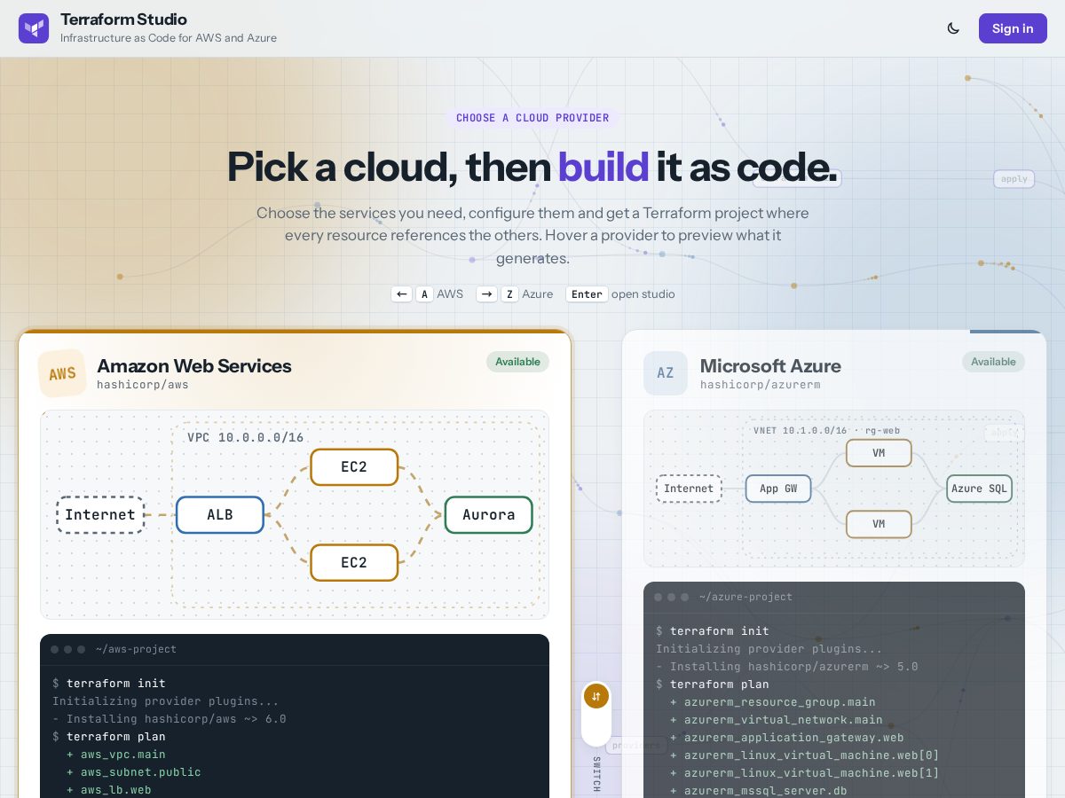 Landing-page snapshot of terraformstudioiac.com