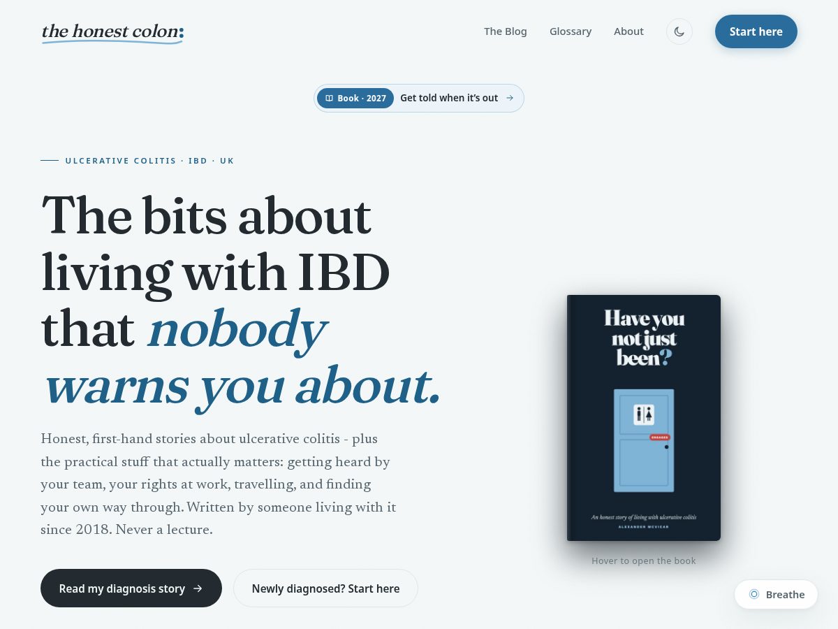 Landing-page snapshot of thehonestcolon.com