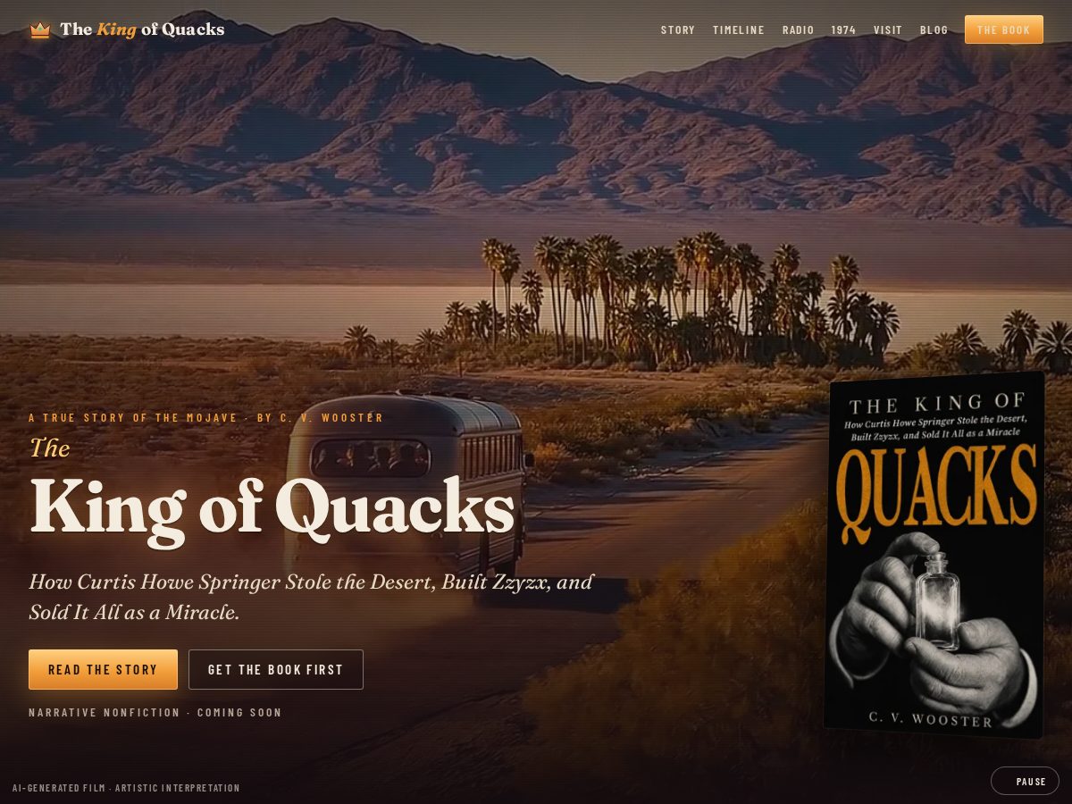 Landing-page snapshot of thekingofquacks.com