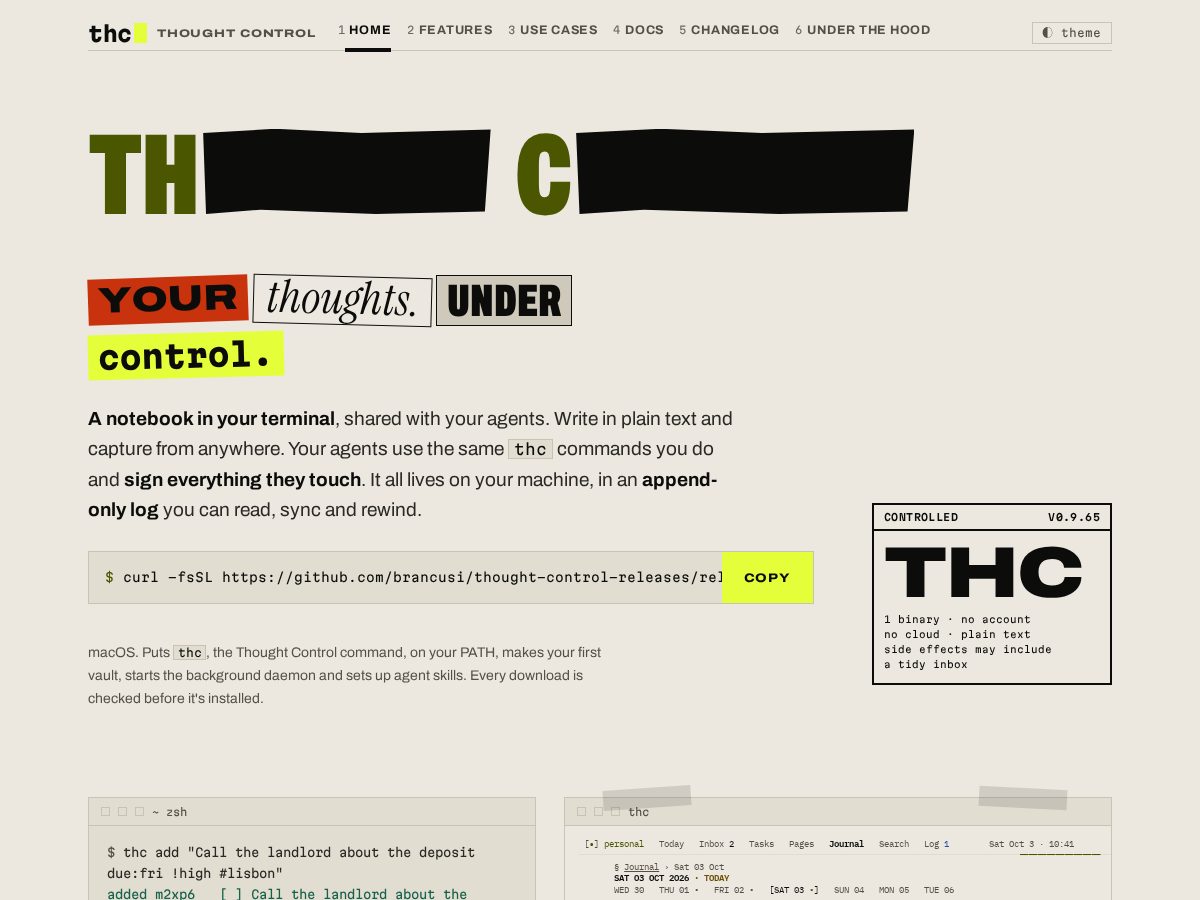 Landing-page snapshot of thoughtcontrol.app