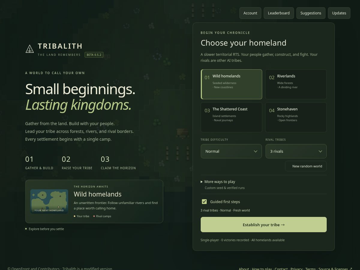 Landing-page snapshot of tribalith.com
