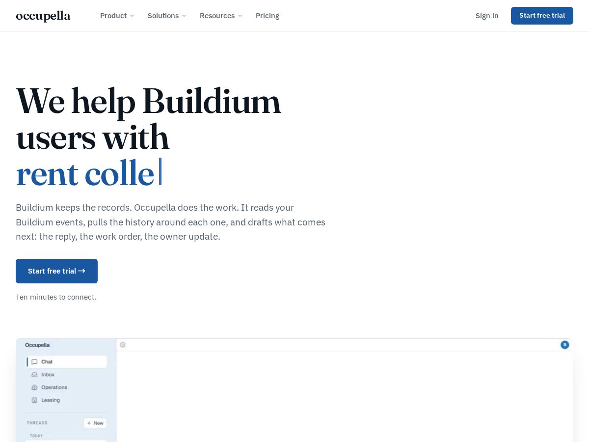 Landing-page snapshot of tryoccupella.com