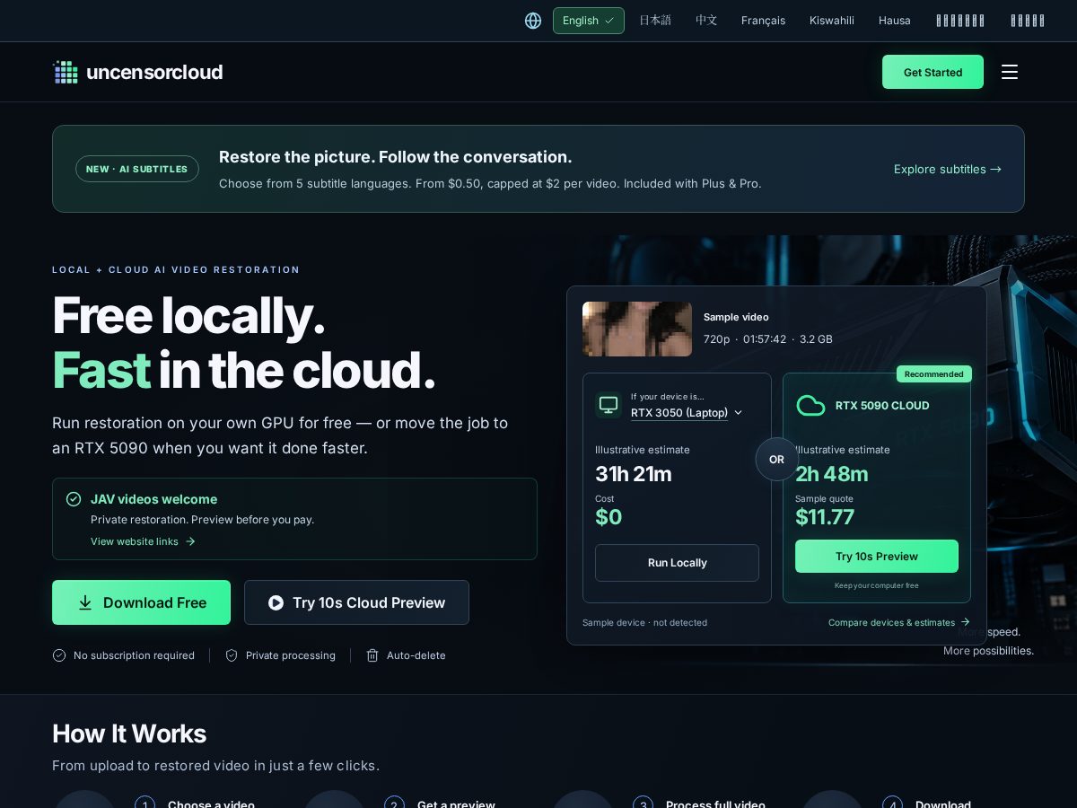 Landing-page snapshot of uncensorcloud.com