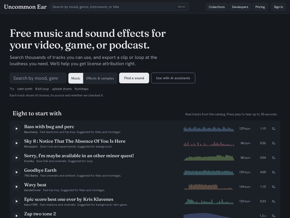 Landing-page snapshot of uncommonear.com
