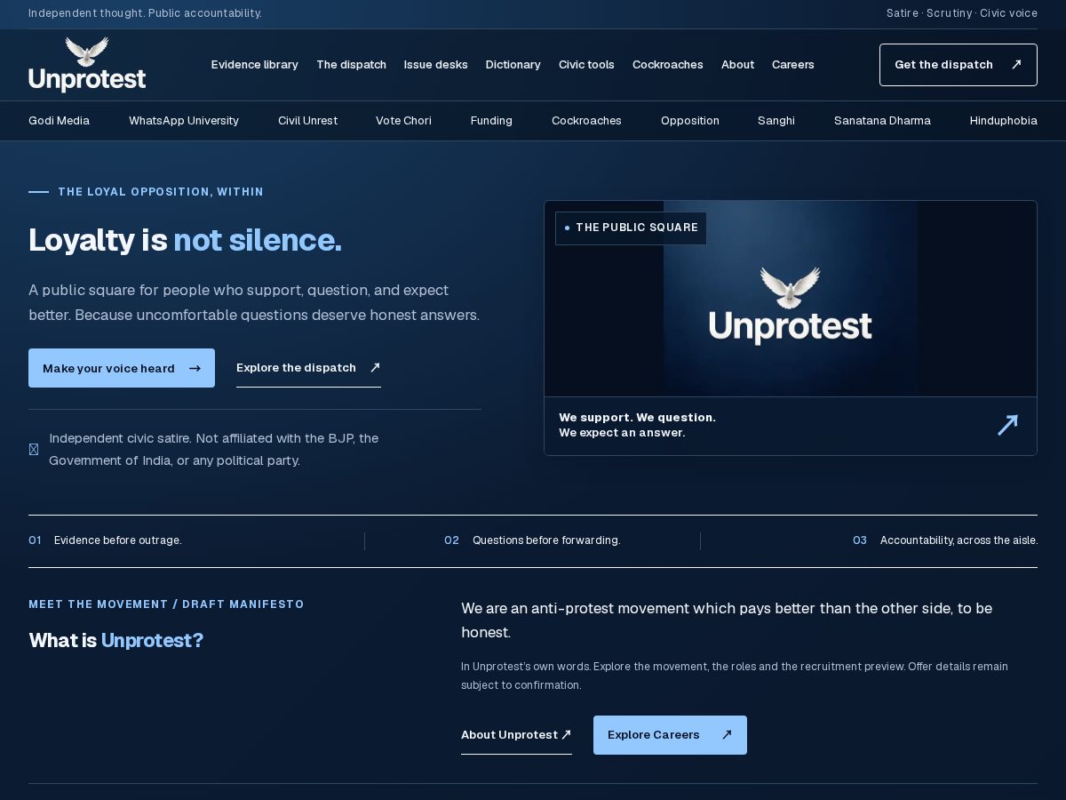 Landing-page snapshot of unprotest.com