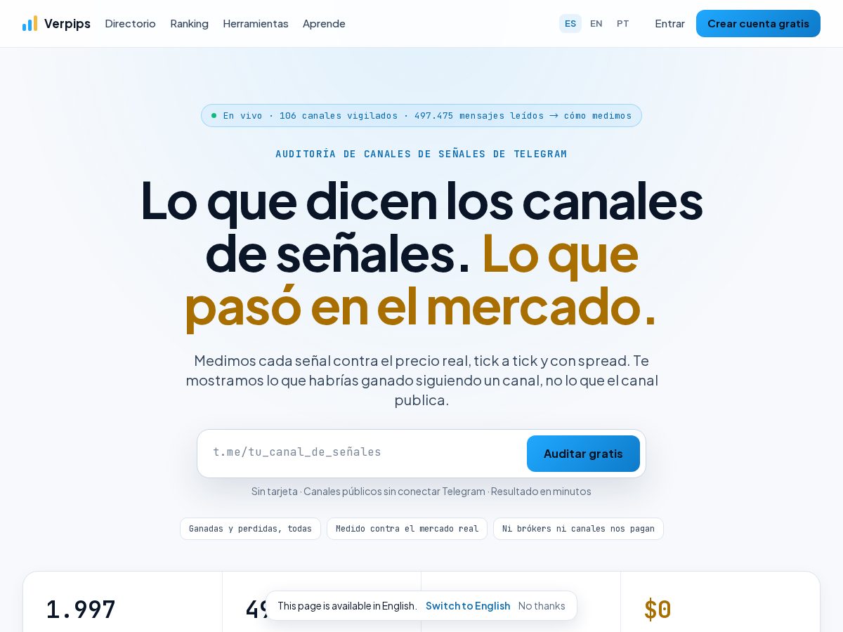 Landing-page snapshot of verpips.com
