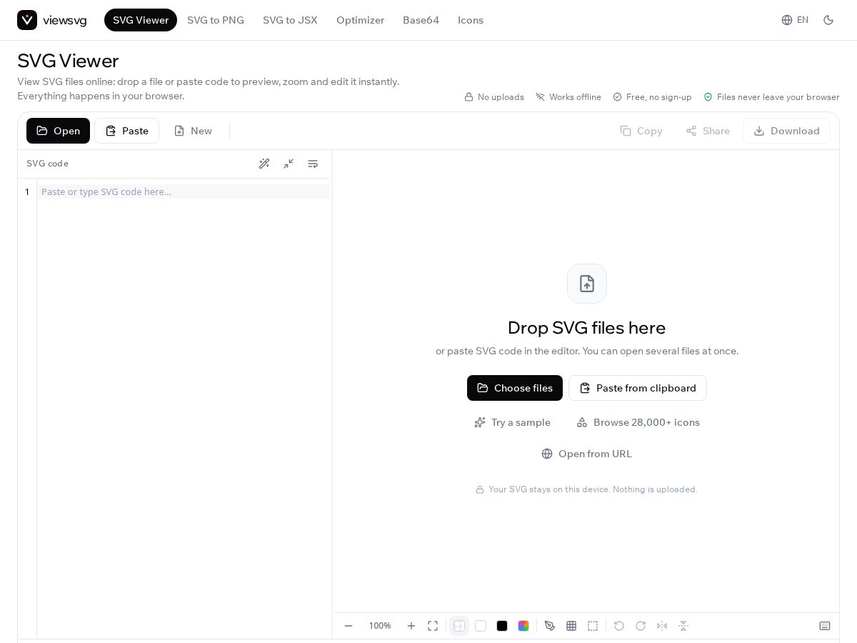 Landing-page snapshot of viewsvg.com