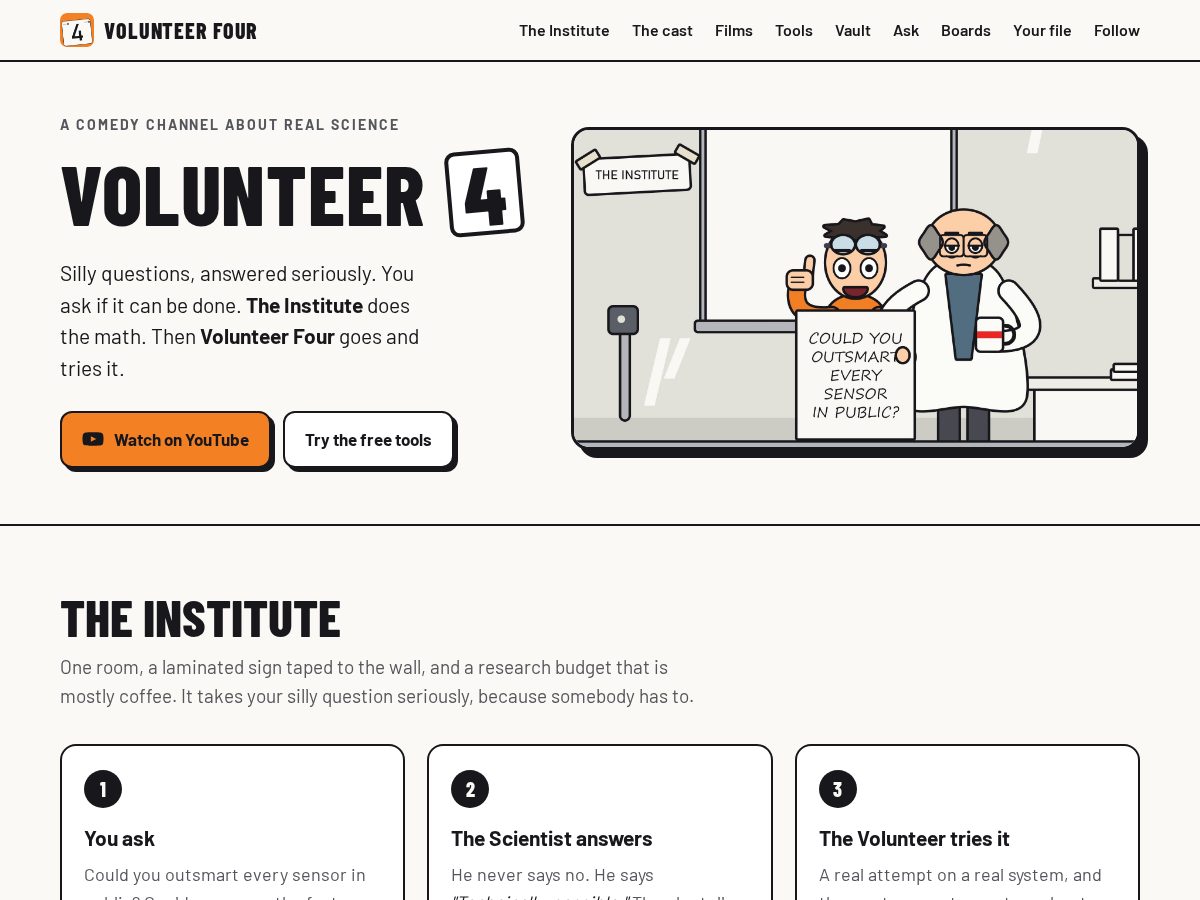 Landing-page snapshot of volunteerfour.com