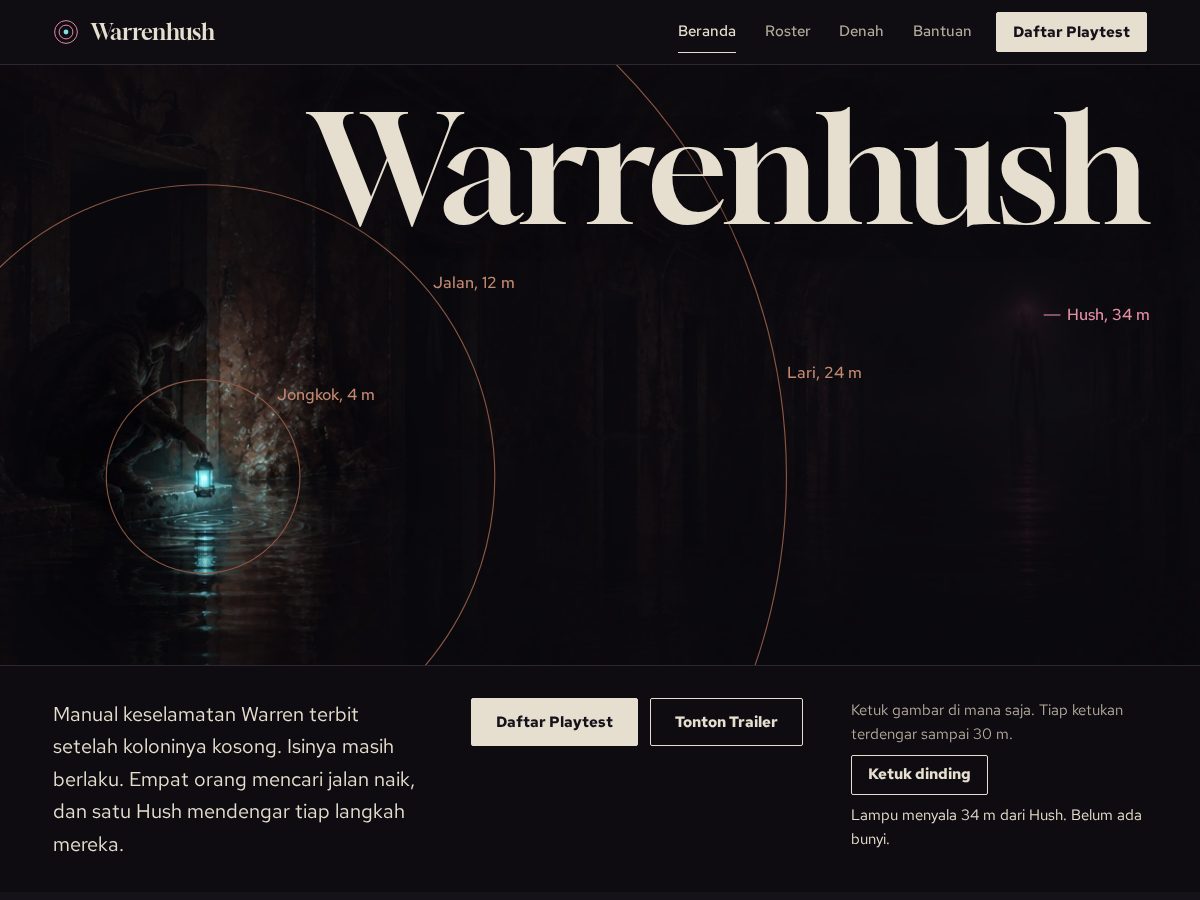 Landing-page snapshot of warrenhush.com