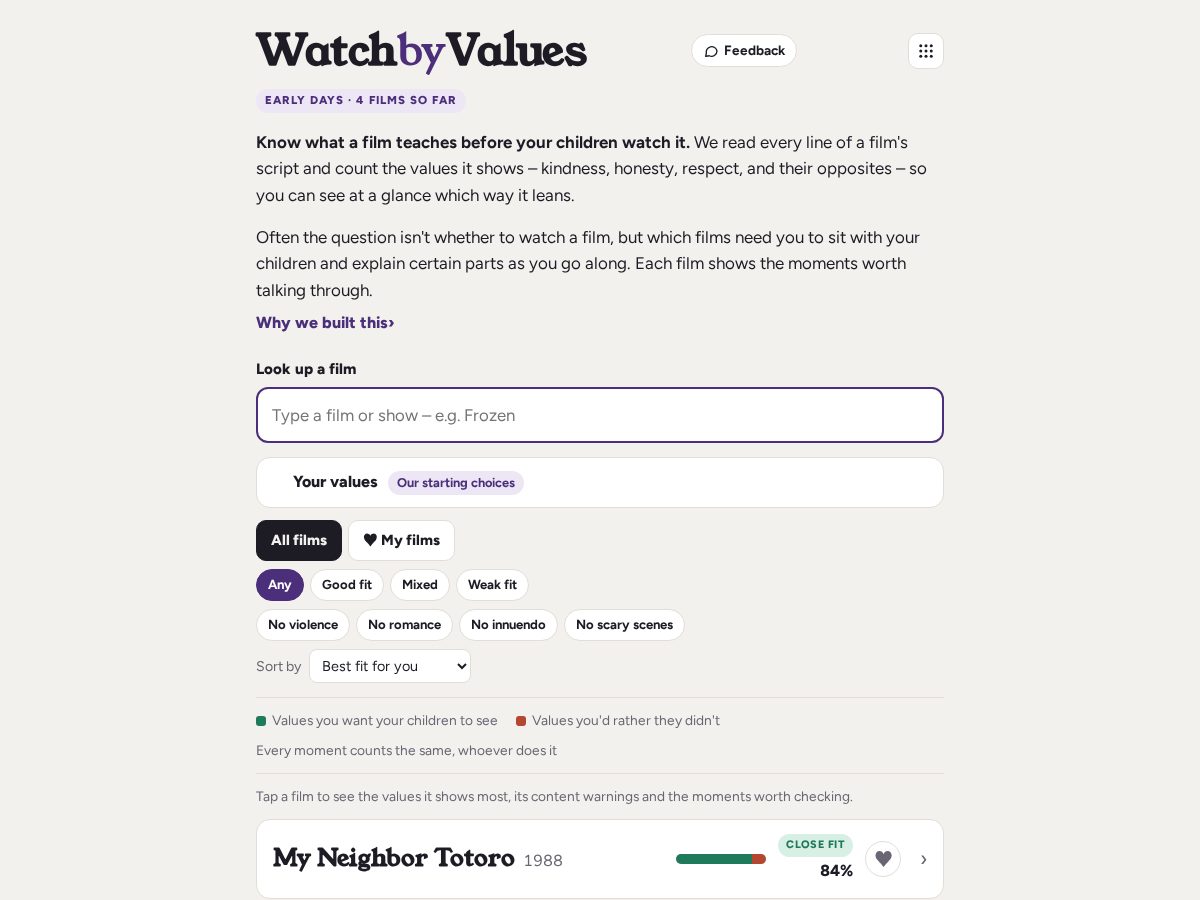 Landing-page snapshot of watchbyvalues.com