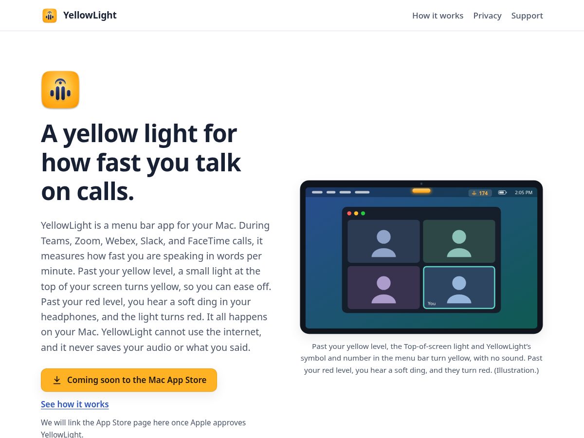 Landing-page snapshot of yellowlight.app