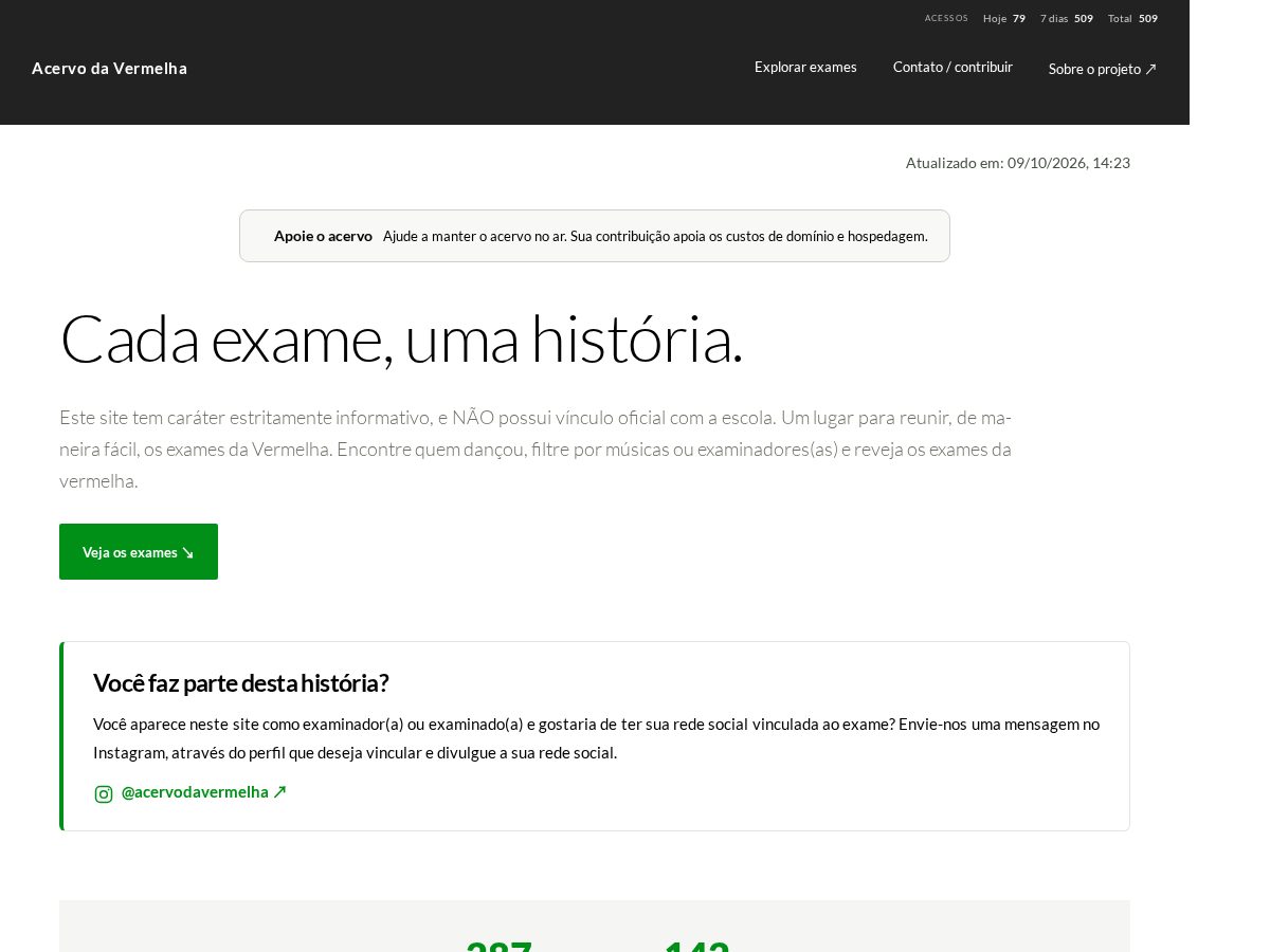 Landing-page snapshot of acervodavermelha.com