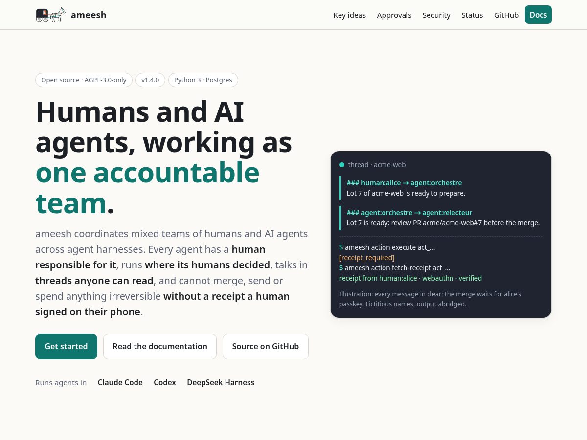 Landing-page snapshot of ameesh.org