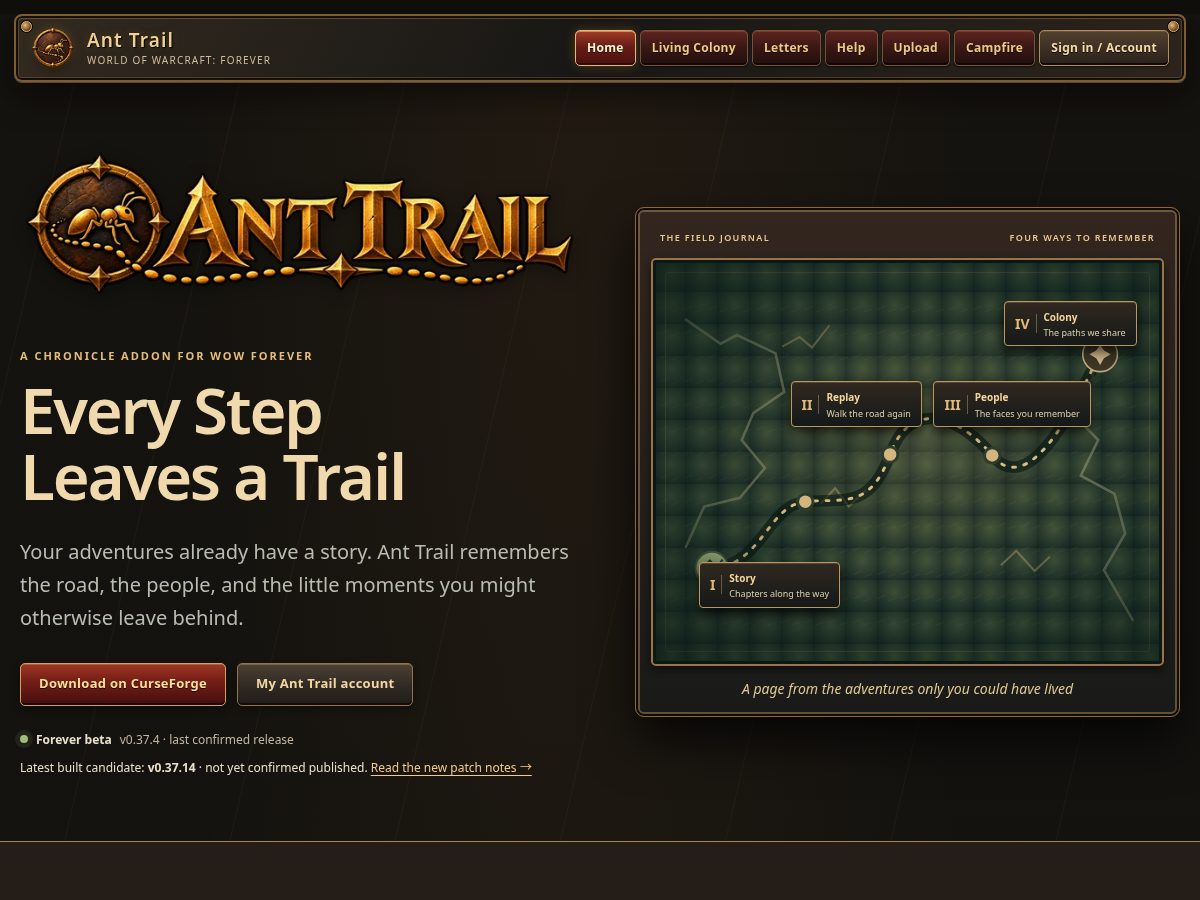 Landing-page snapshot of anttrailforever.com