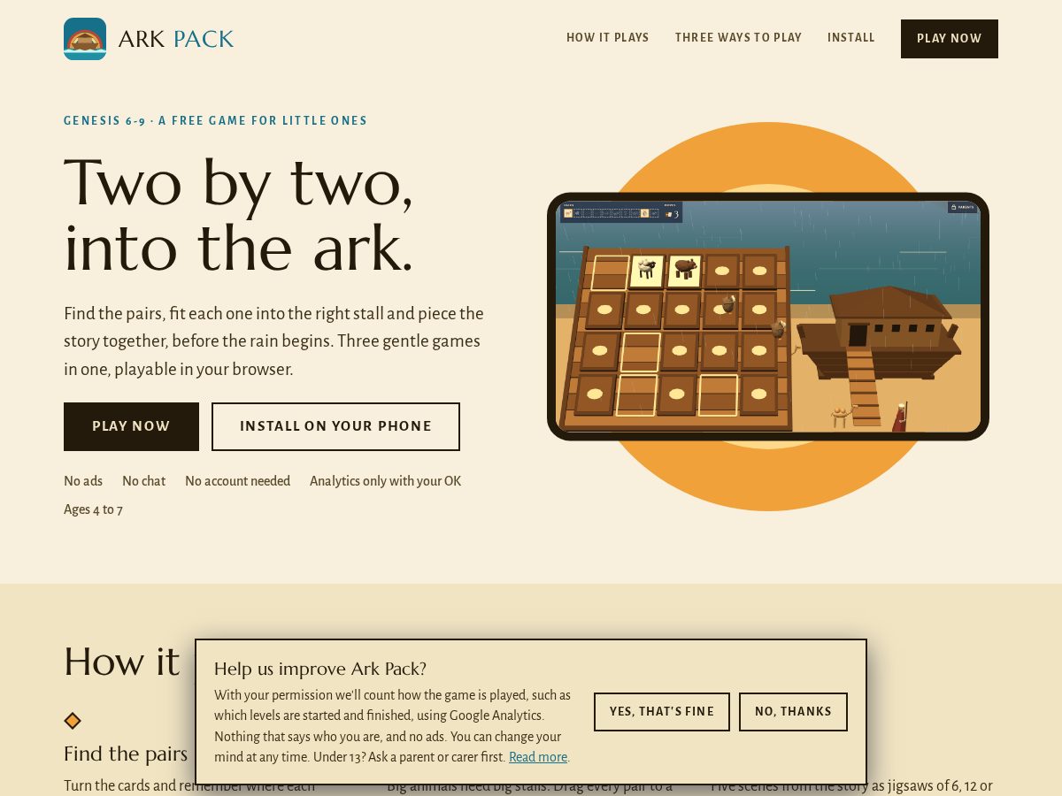 Landing-page snapshot of arkpack.app